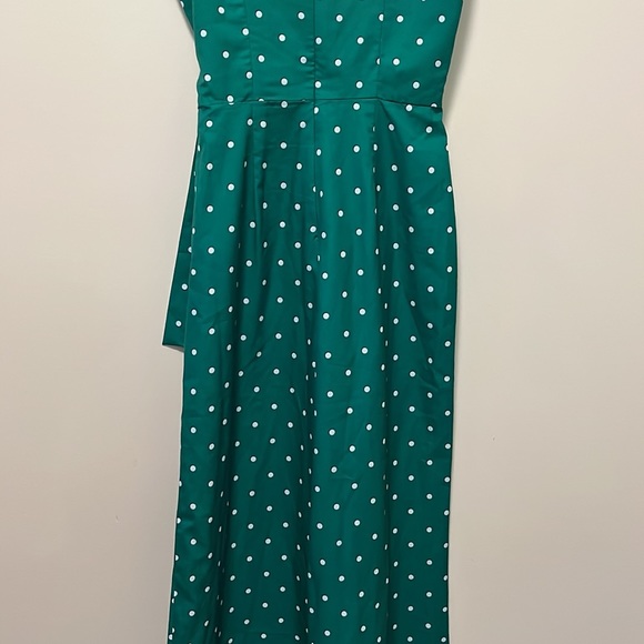 Skies Are Blue Jumpsuit | Green Polka Dot Faux Wrap Front Jumpsuit - Picture 7 of 15
